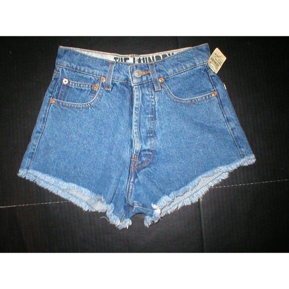 New NWT $99 Womens USA 25 The Laundry Room Shorts Blue Cut off Jean High Waist - Picture 4 of 4